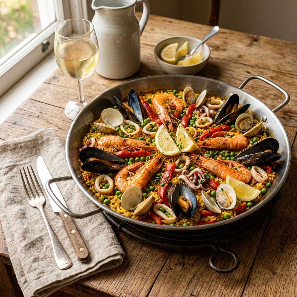 Seafood paella generated with Nano Banana 2