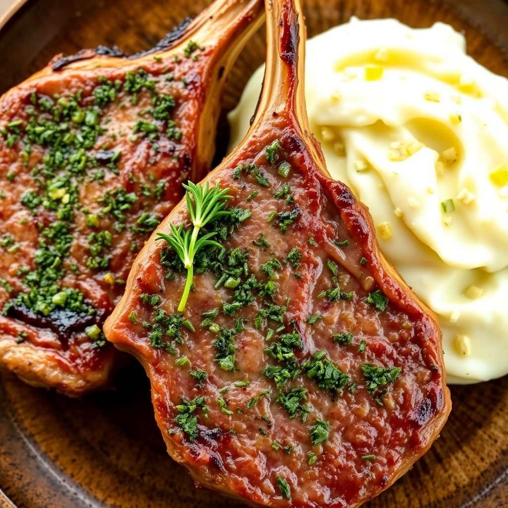 Herb-Crusted Lamb Chops with Garlic Mashed Potatoes