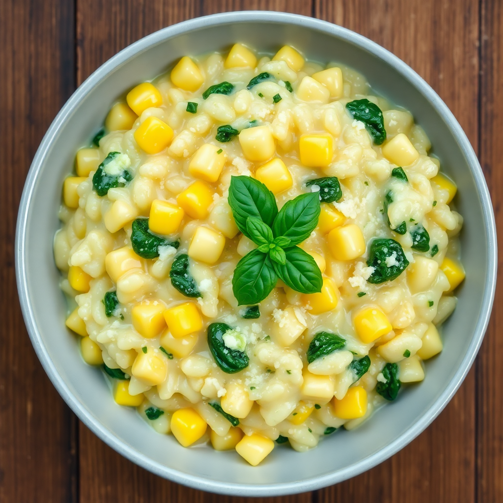 Creamy Corn and Spinach Risotto