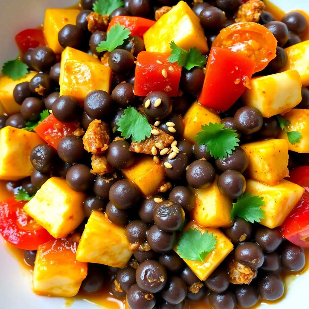 Spicy Black Peas and Paneer Stir-Fry