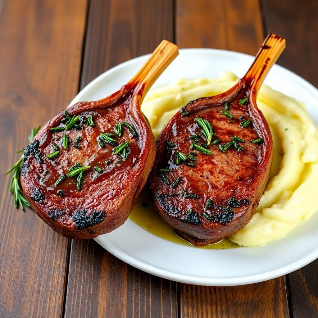 Herb-Crusted Lamb Chops with Garlic Mashed Potatoes