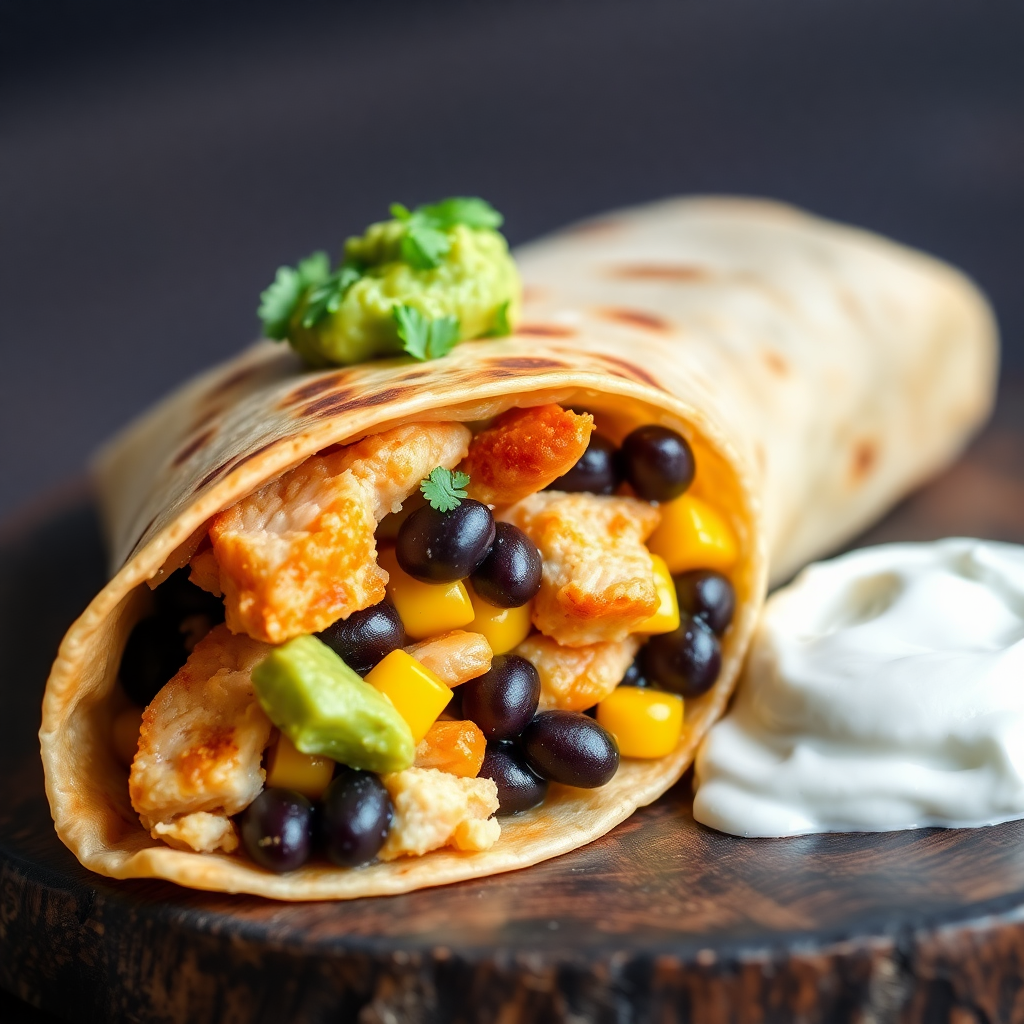 Loaded Chicken and Black Bean Burrito