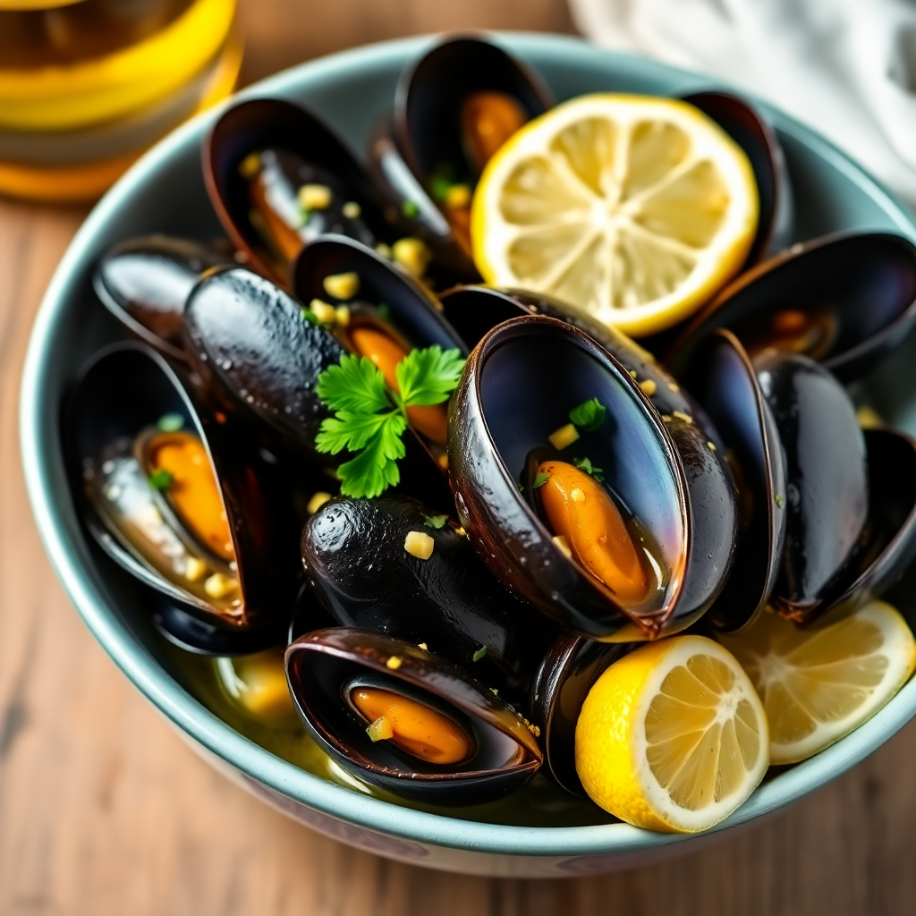 Garlic Butter Mussels with White Wine