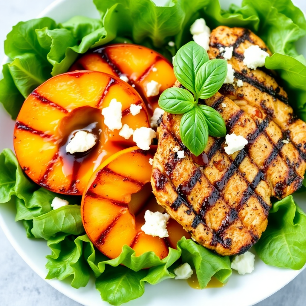Grilled Peach and Chicken Salad
