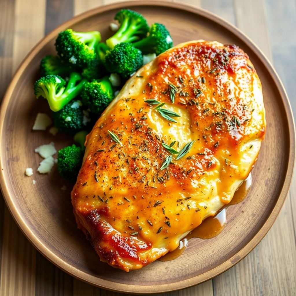 Crispy Herb-Seasoned Chicken with Garlic Parmesan Broccoli