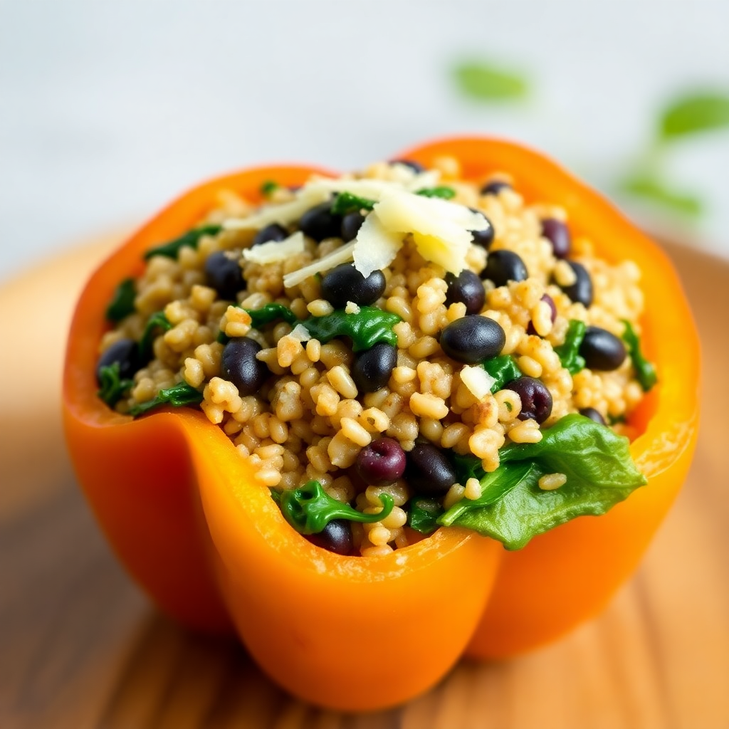 Quinoa & Spinach Stuffed Bell Peppers