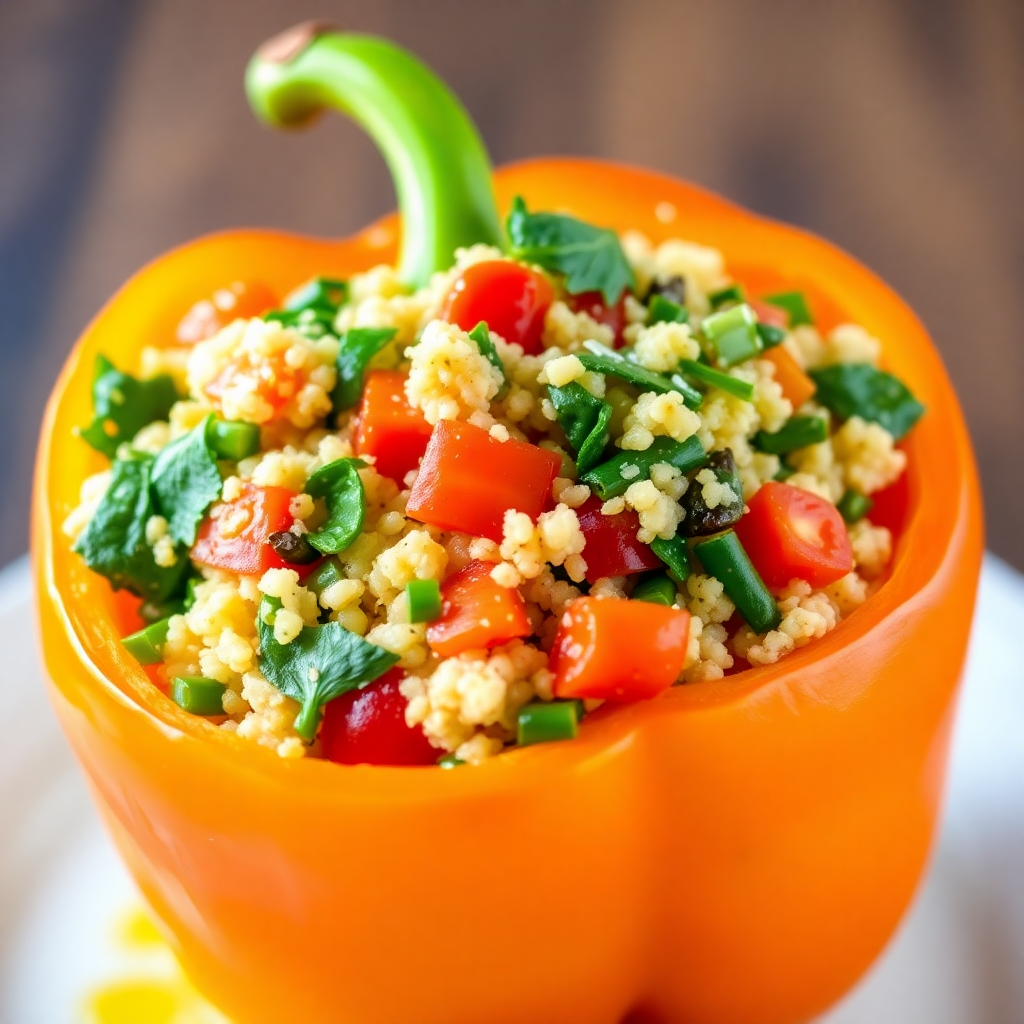 Quinoa and Spinach Stuffed Bell Pepper