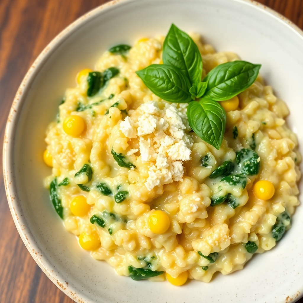 Creamy Corn and Spinach Risotto