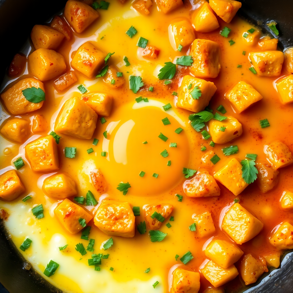 Persian Saffron Chicken and Egg Skillet