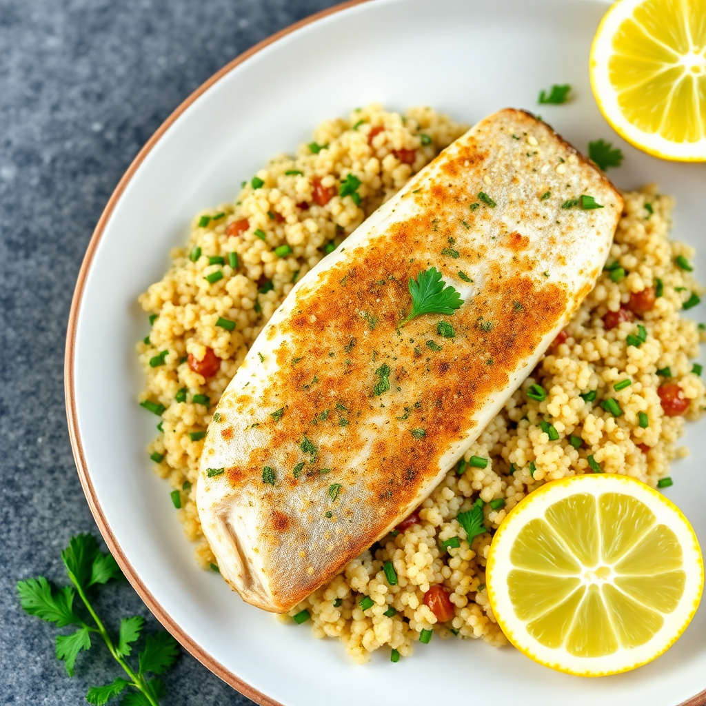 Herb-Crusted Mackerel with Lemon Quinoa