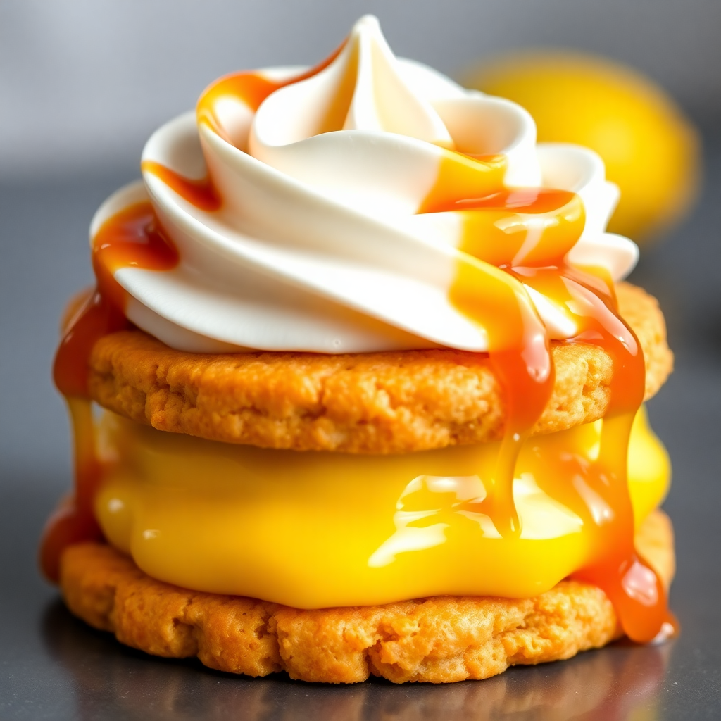 Lemon Cream Biscuit Delight with Caramel Whipped Topping