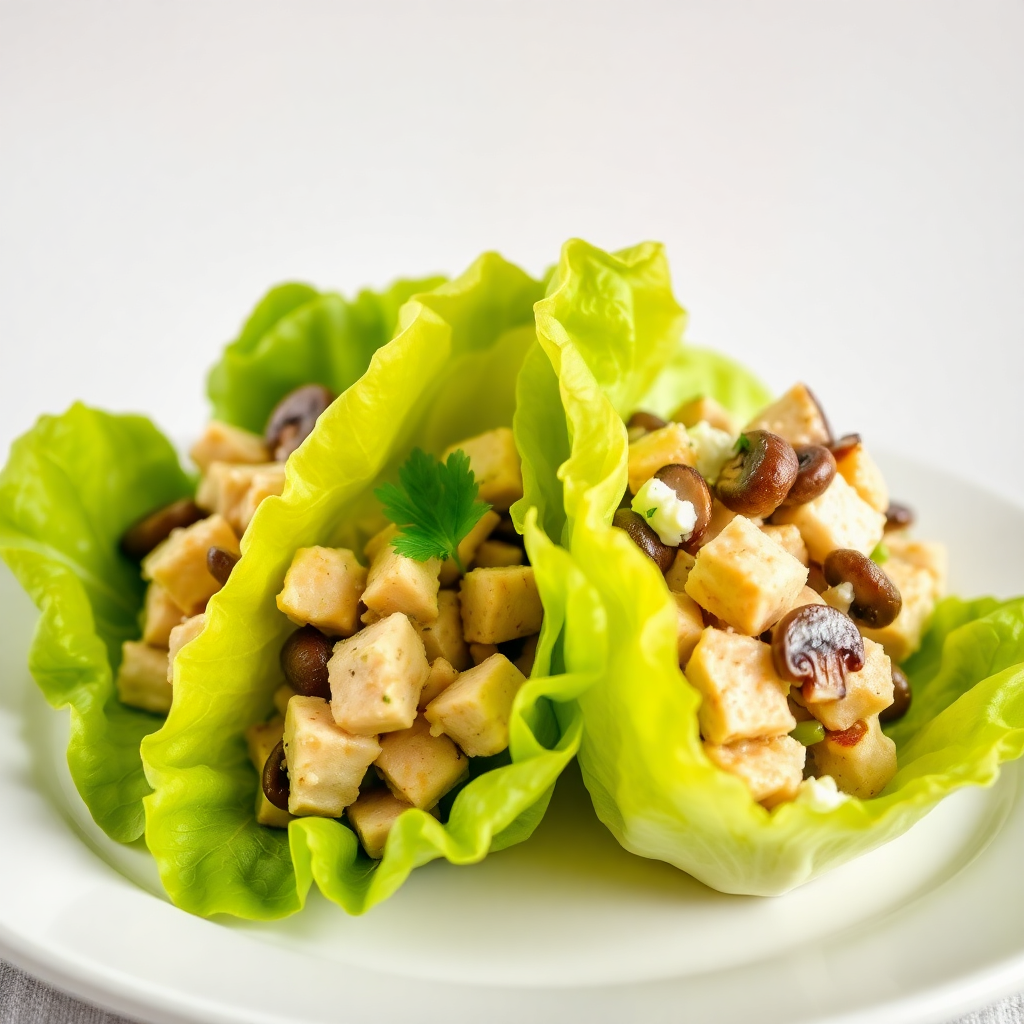 Creamy Chicken Mushroom Lettuce Wraps