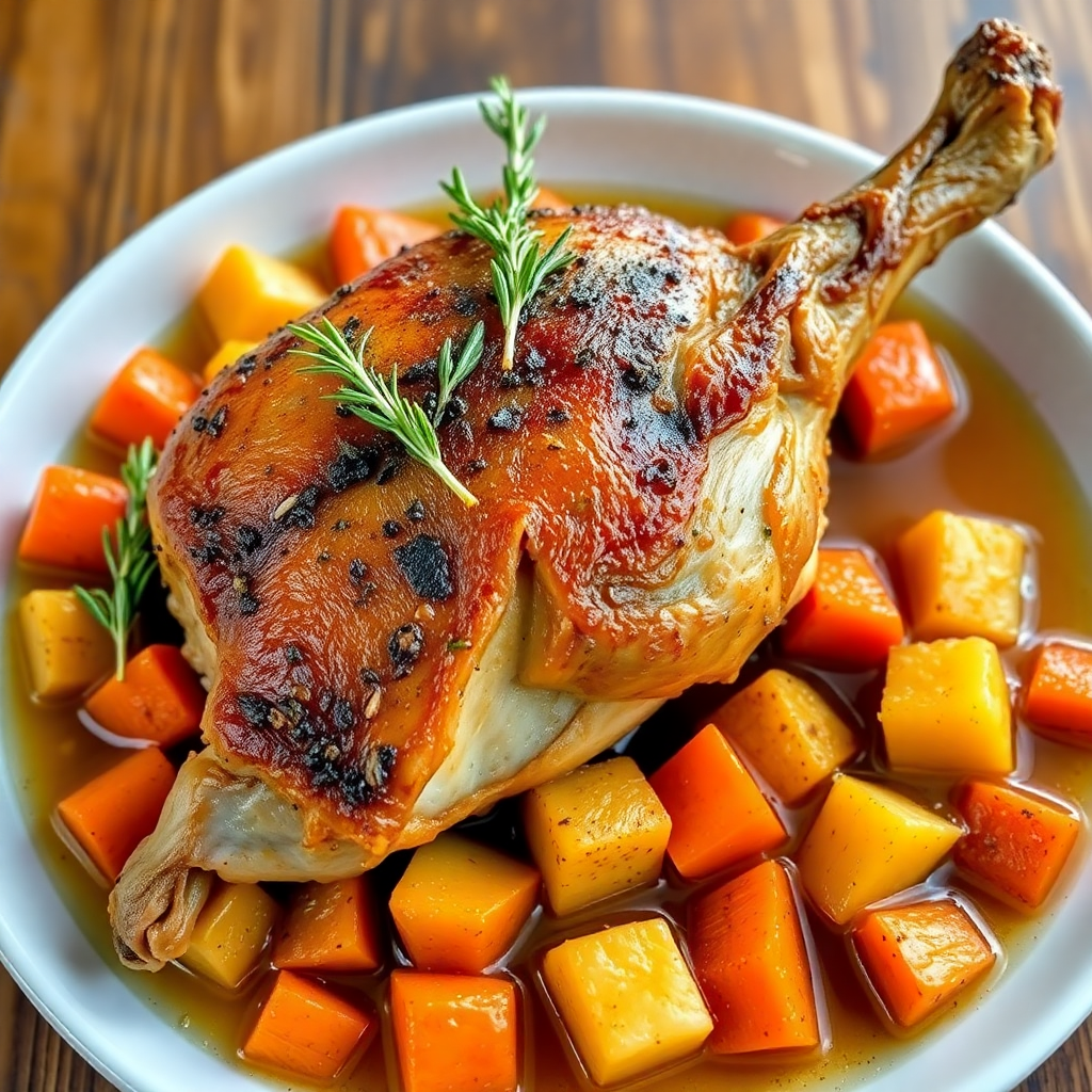 Herb-Roasted Rabbit with Garlic and Vegetables