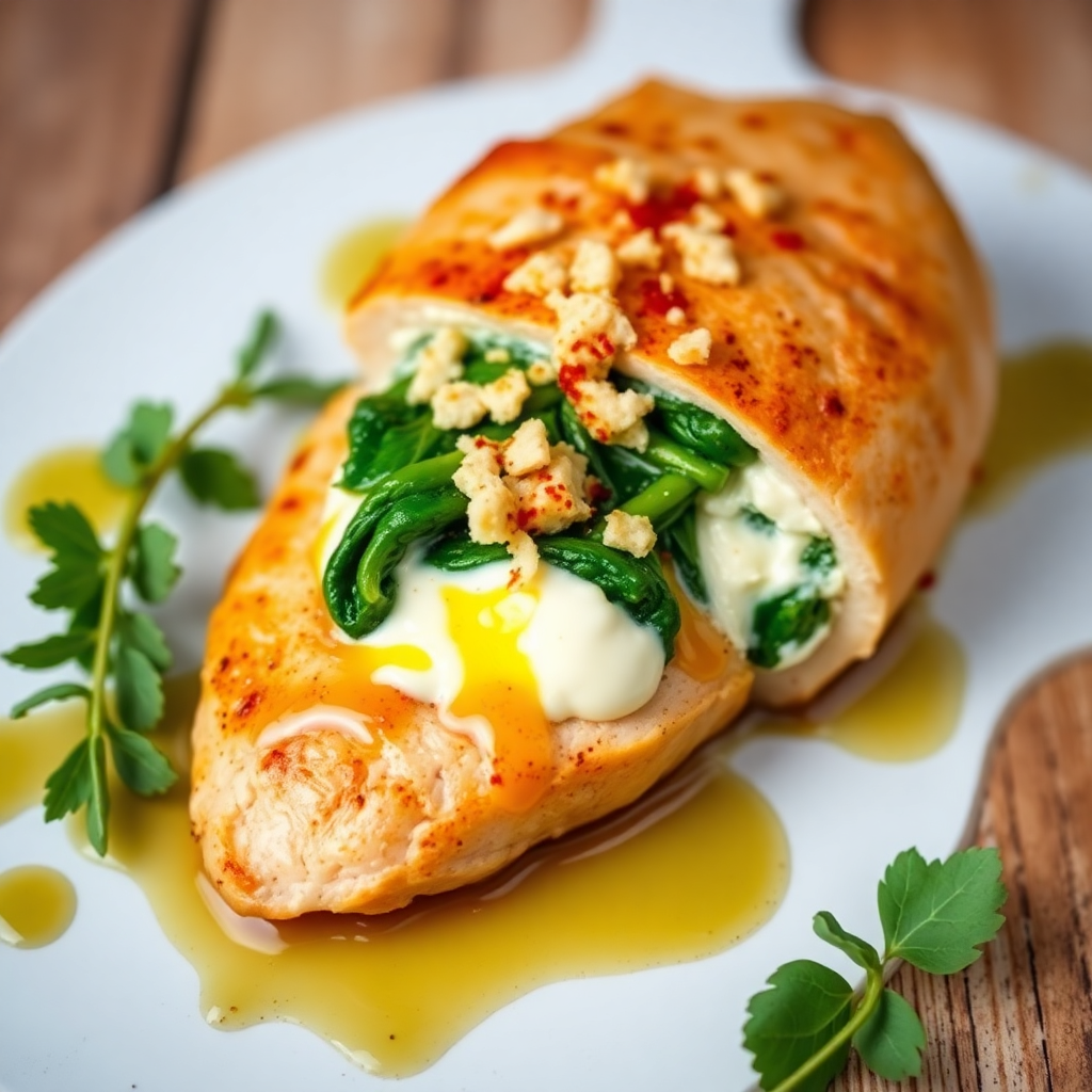 Cheesy Spinach Stuffed Chicken Breast