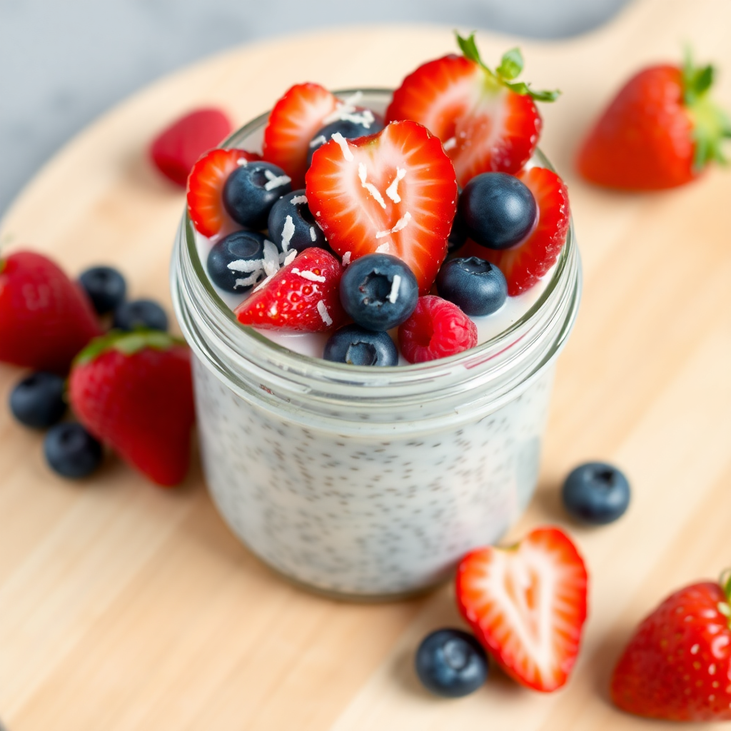 No-Bake Chia Coconut Berry Pudding