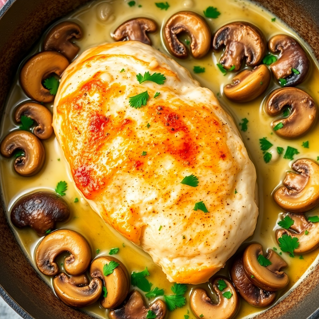 Creamy Garlic Mushroom Chicken Skillet