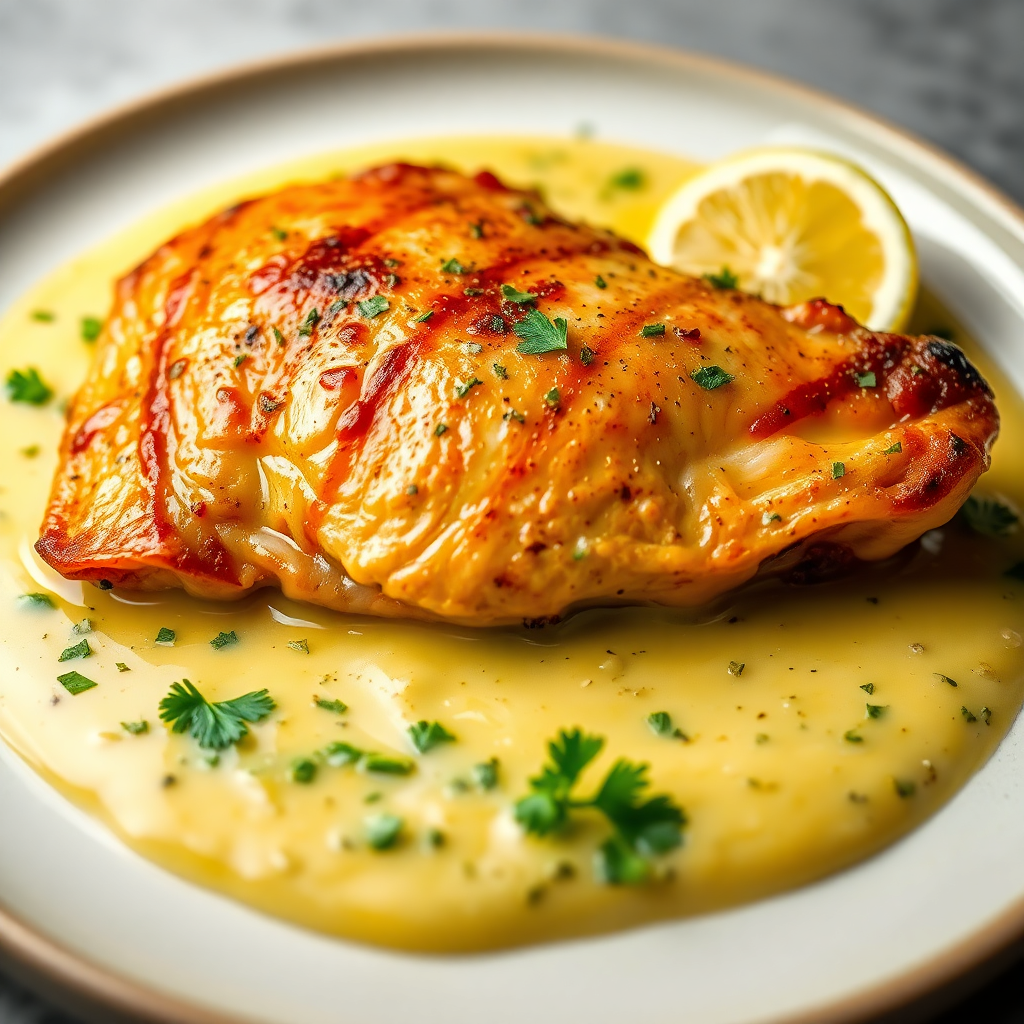 Tea-Infused Chicken Breast with Lemon Herb Sauce