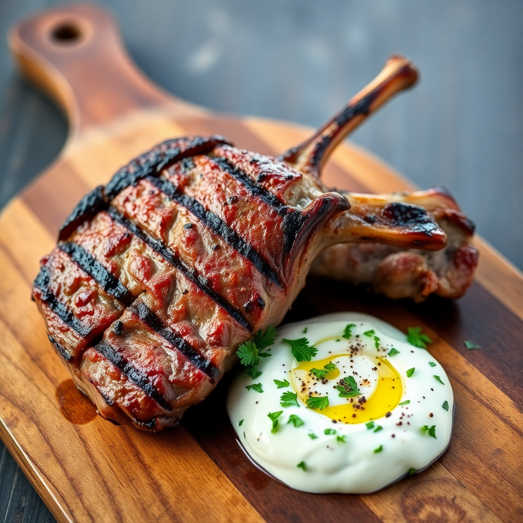 Grilled Lamb with Light Herb Yogurt Sauce
