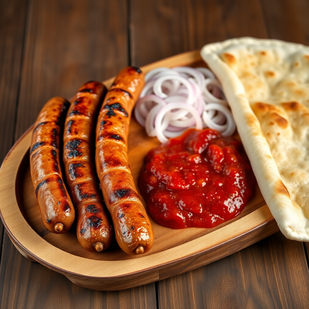 Balkan Ćevapi with Ajvar and Onions