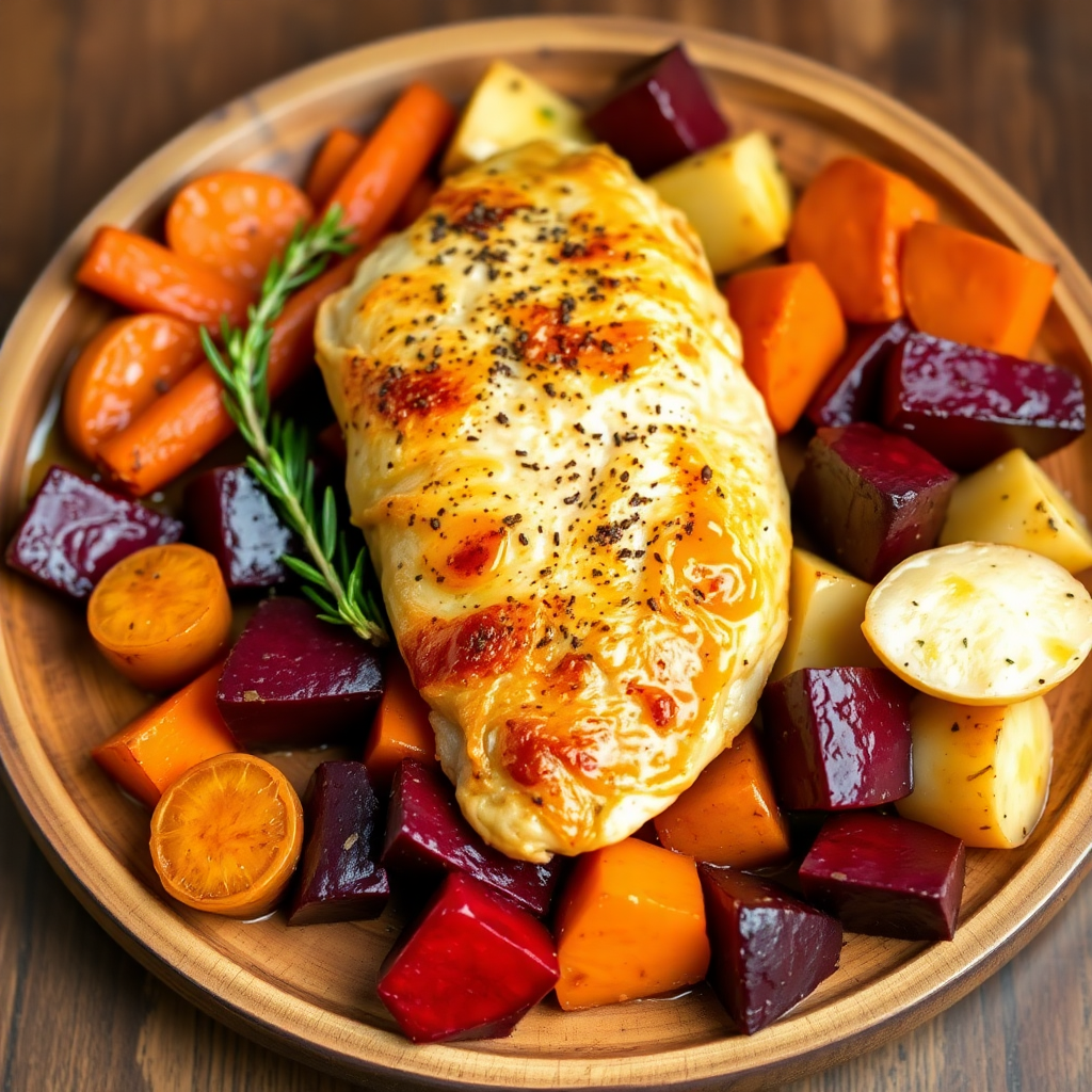Baked Chicken with Roasted Root Vegetables