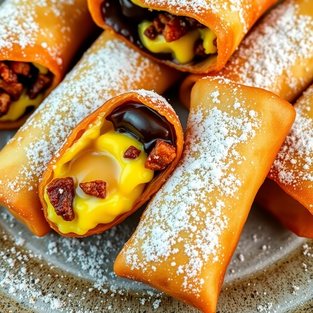 Chocolate Bacon Egg Rolls