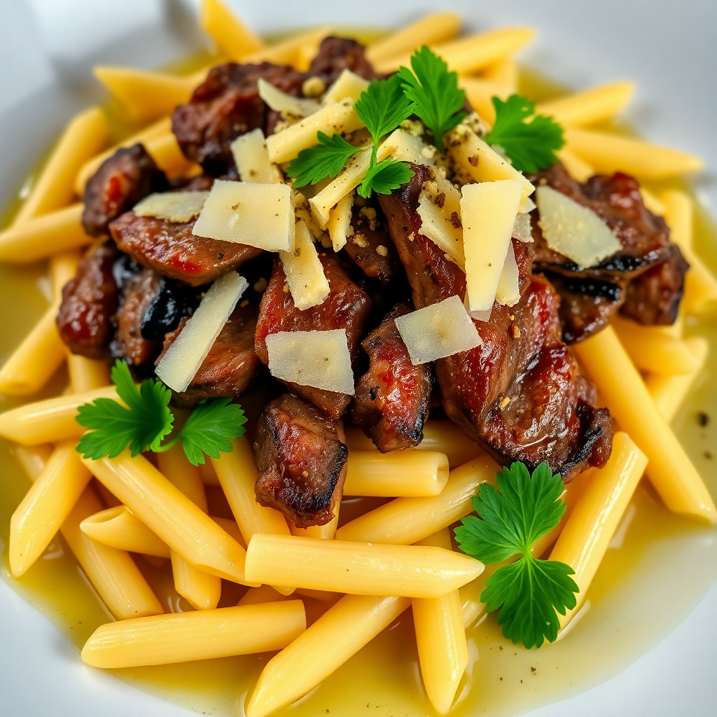 Beef and Garlic Parmesan Pasta
