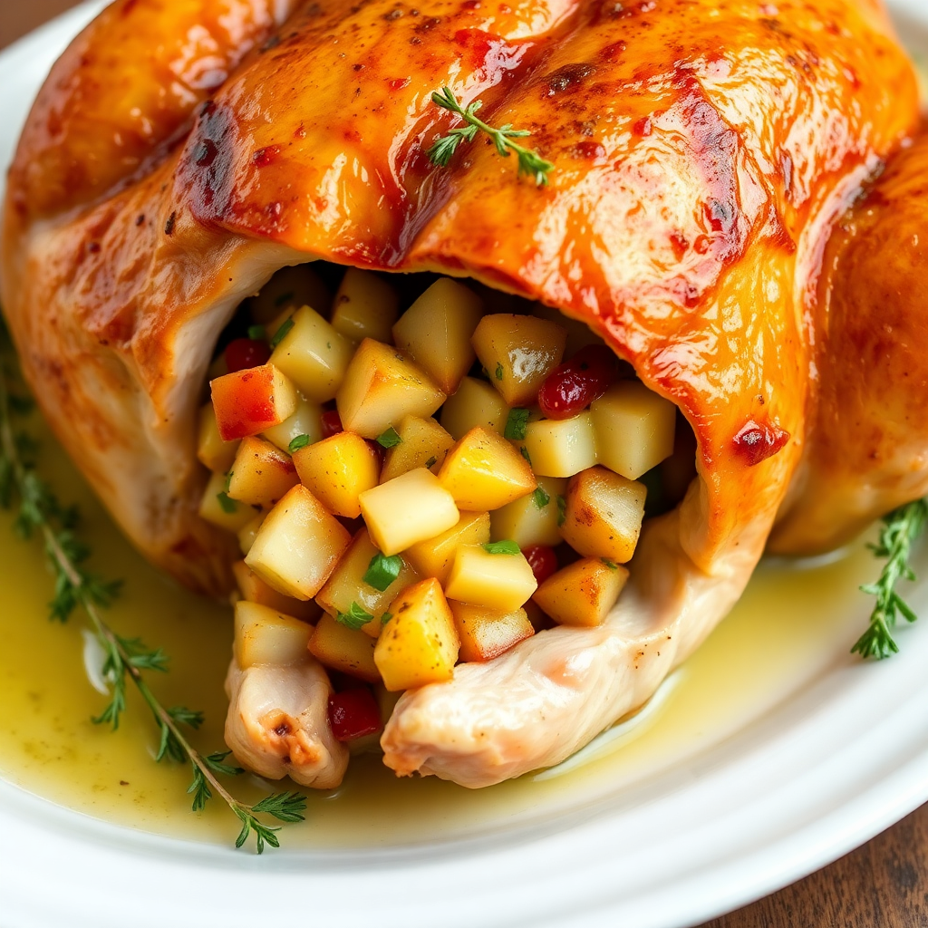 Herb and Apple Stuffed Cornish Hen
