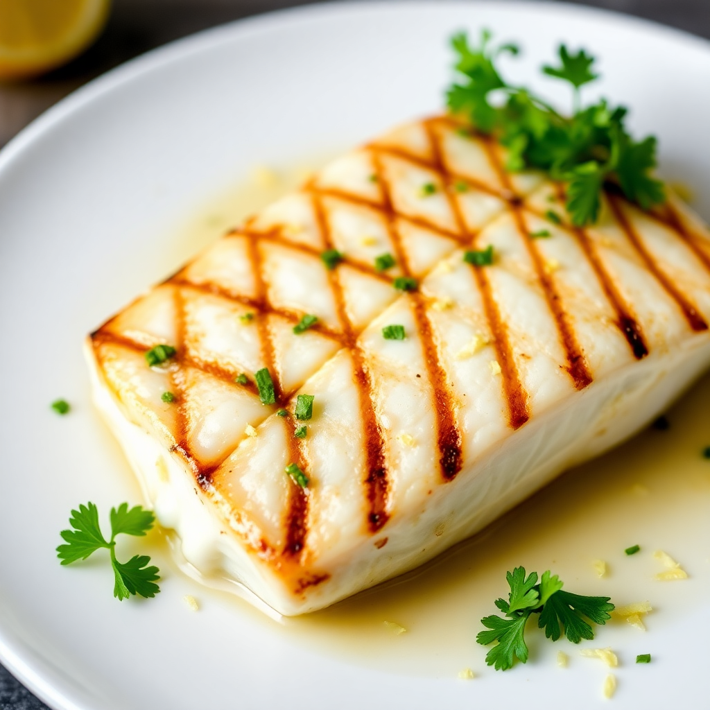 Lemon Garlic Grilled Halibut