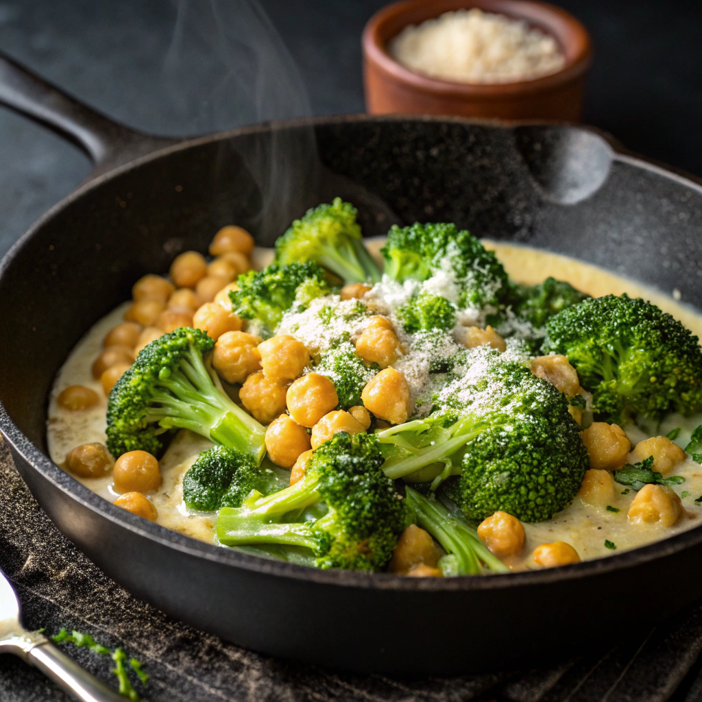Creamy Broccoli & Chickpea Skillet
