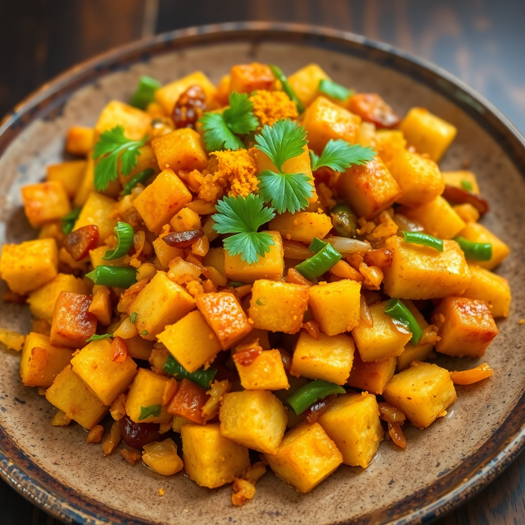 Banana Flower and Whole Wheat Bread Stir-Fry