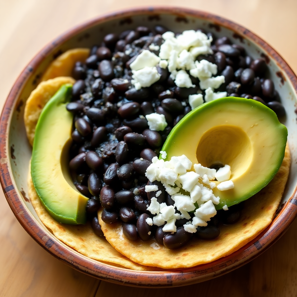 Honduran Traditional Black Beans Breakfast