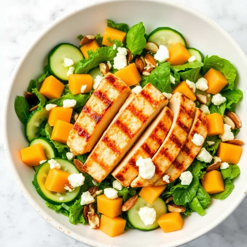 Cantaloupe Chicken Salad Bowl