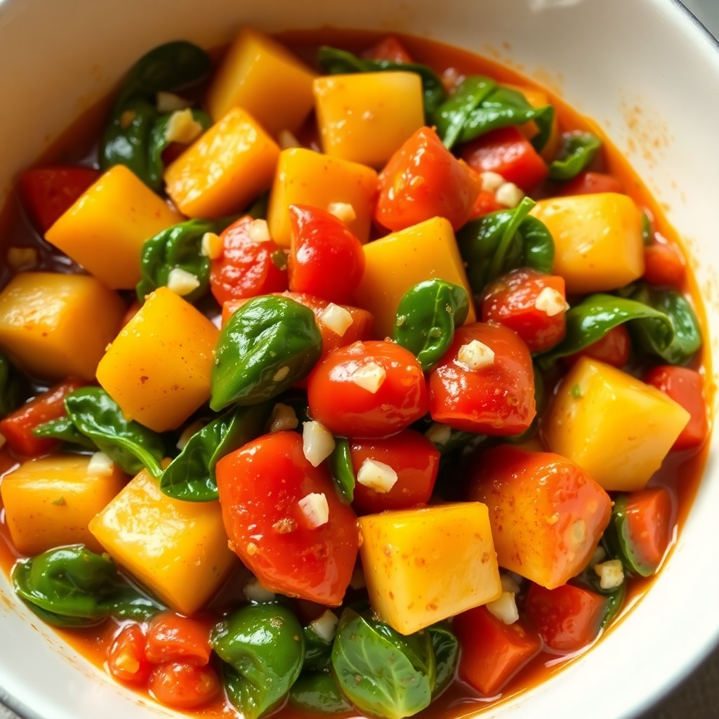 Quick One-Pot Potato, Tomato & Spinach Dinner