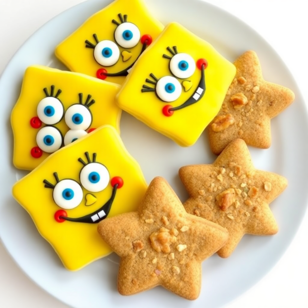SpongeBob Sponge Cookies and Crunchy Patrick Star Cookies