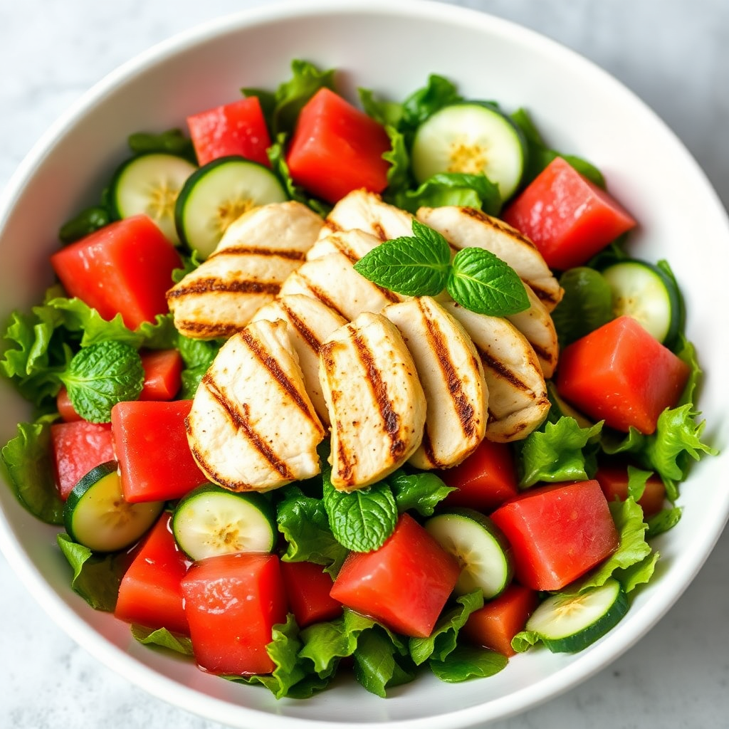 Watermelon Chicken Salad Bowl