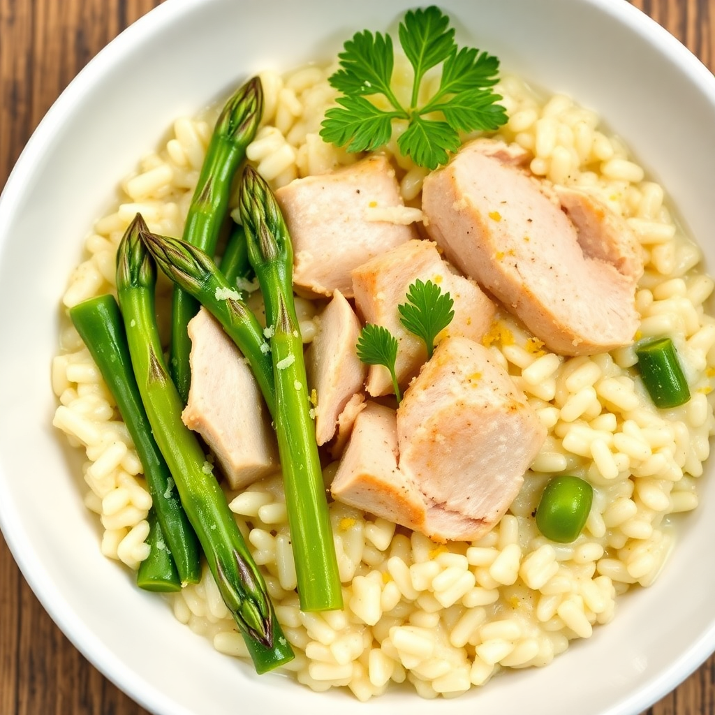 Springtime Turkey and Asparagus Risotto Bowl