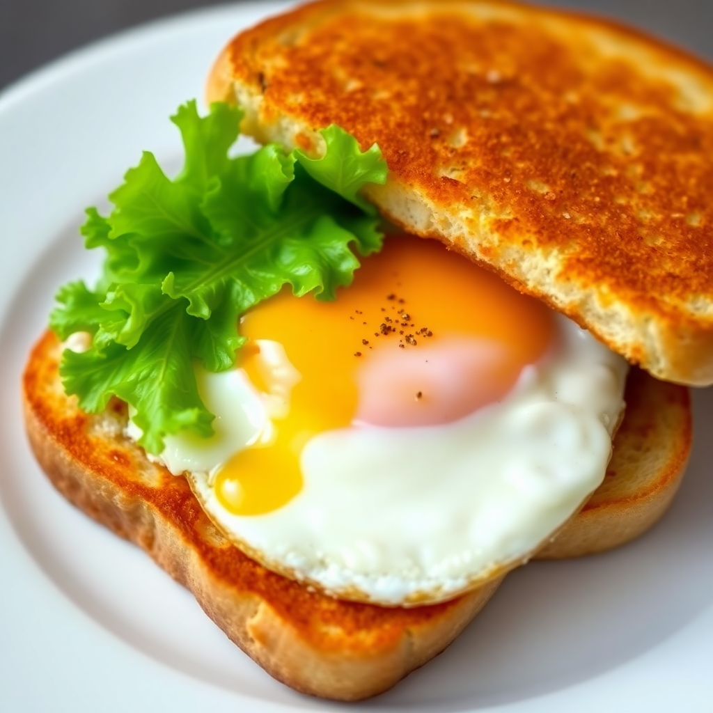 Classic Fried Egg Sandwich with Lettuce and Mayo