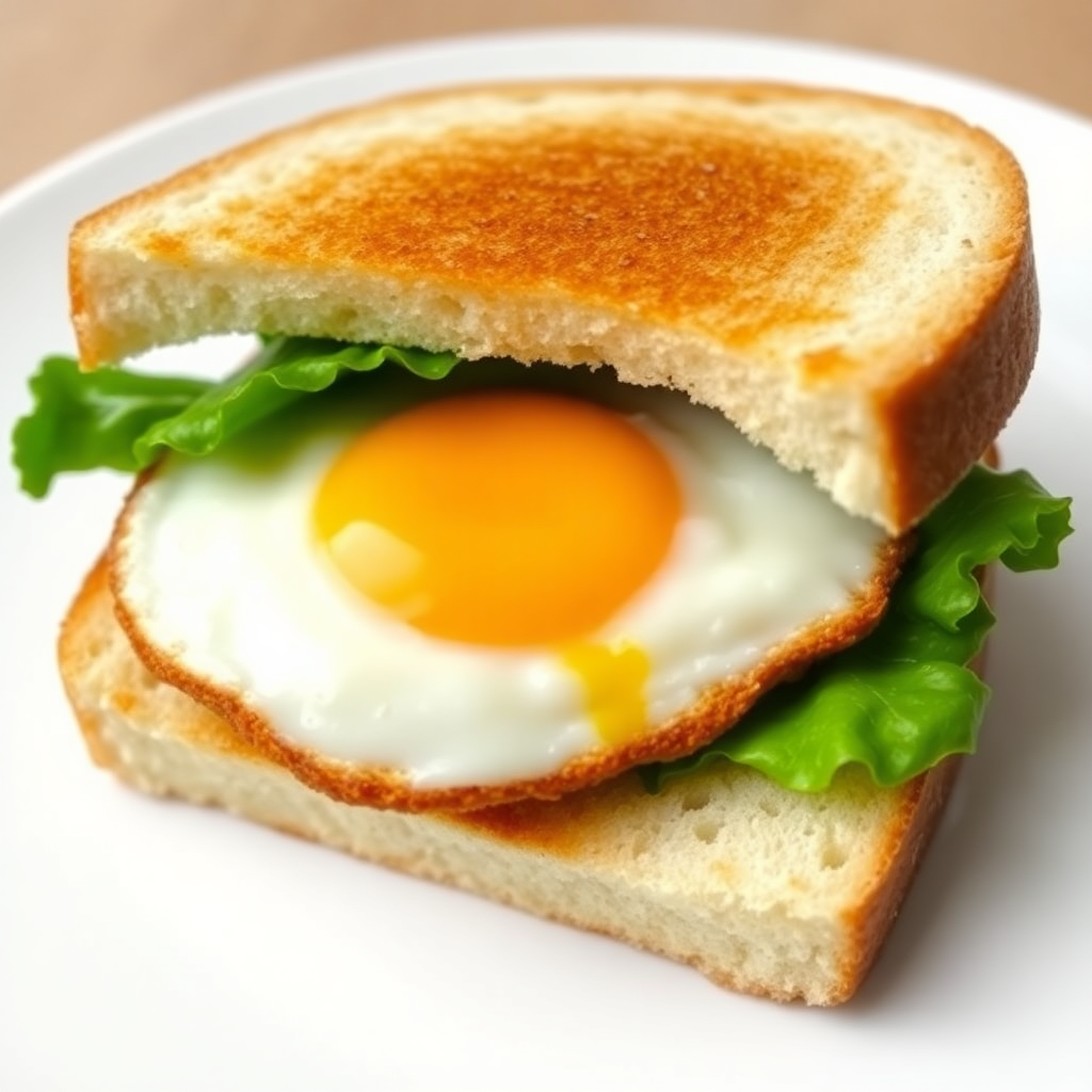 Crispy Fried Egg Sandwich with Lettuce and Mayo