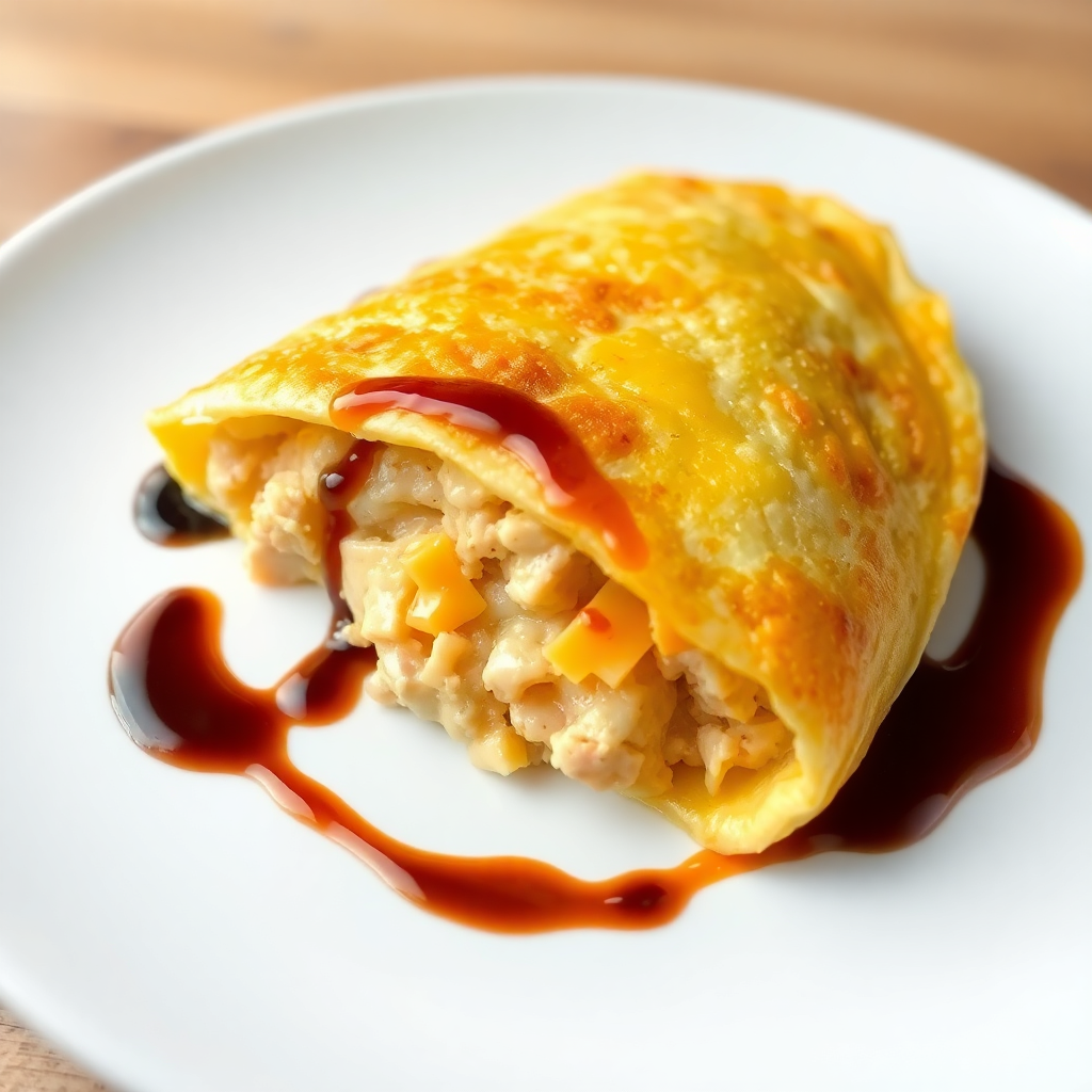 Savory Tuna Cheese Omelette with Soy Sauce Drizzle