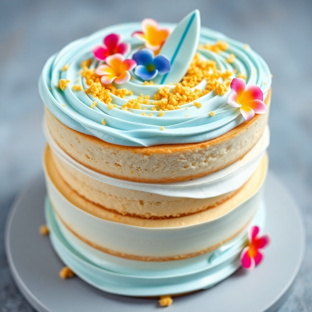 Beachy Bliss Three-Layer Vanilla Sponge Cake