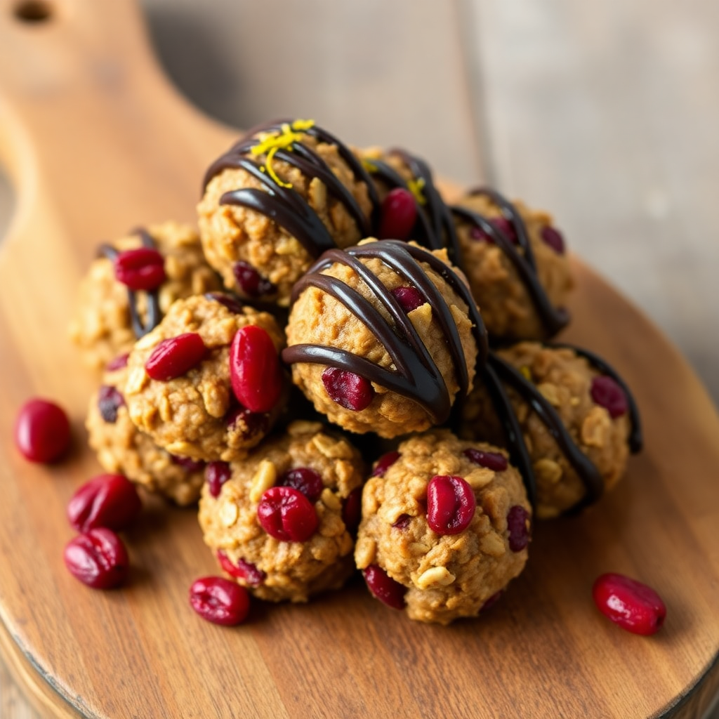 Spiced Cranberry-Walnut Bites with Dark Chocolate Drizzle