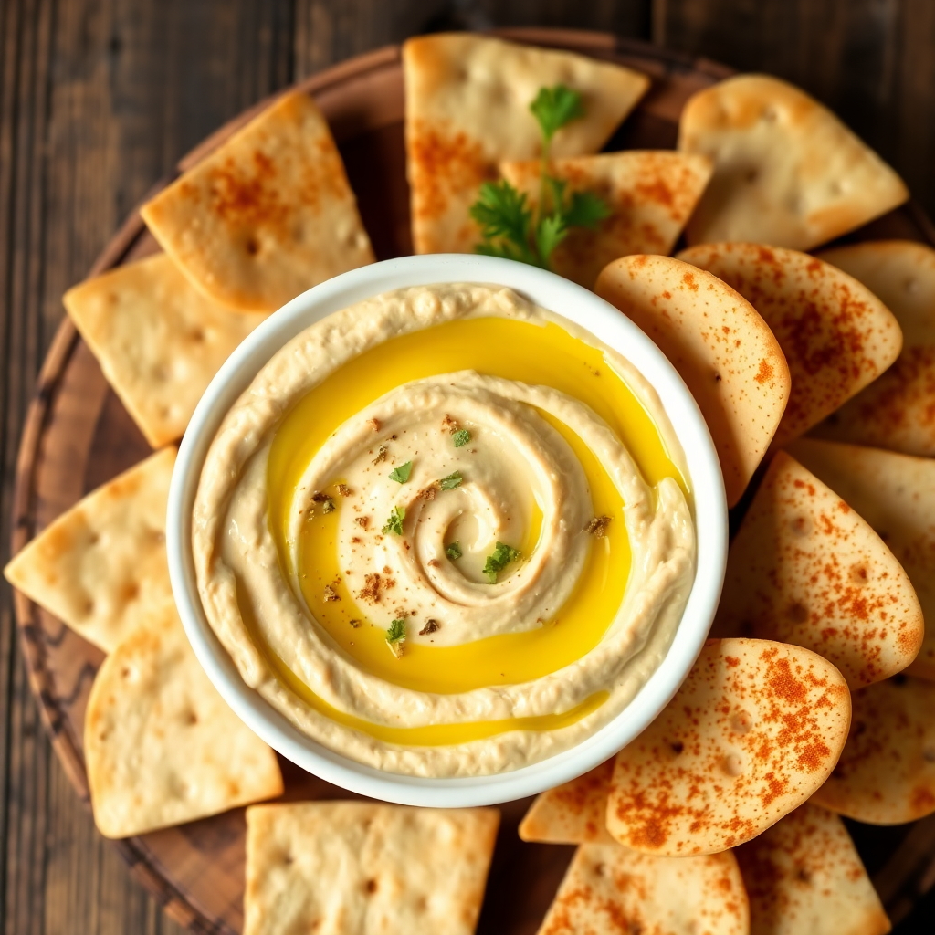 Zesty Lemon Hummus with Pita Chips