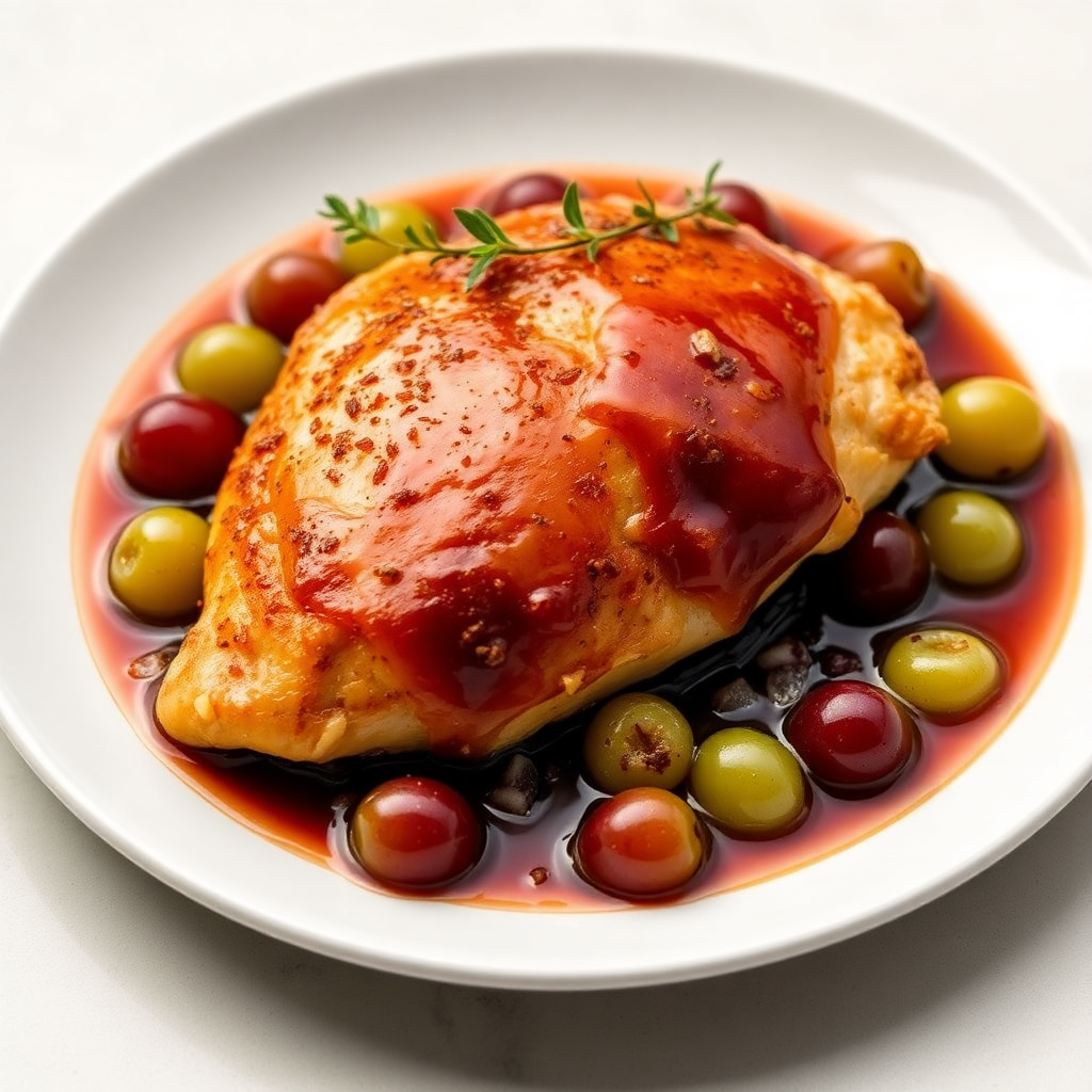 Roasted Chicken with Grape and Thyme Sauce