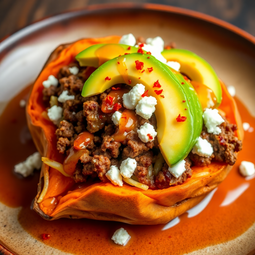 Spiced Beef and Cabbage Stuffed Sweet Potato