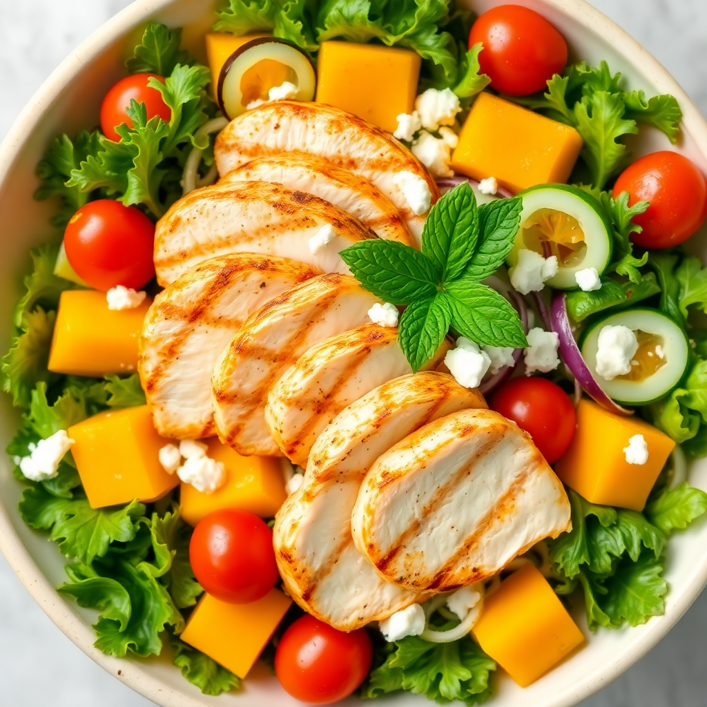 Cantaloupe Chicken Salad Bowl