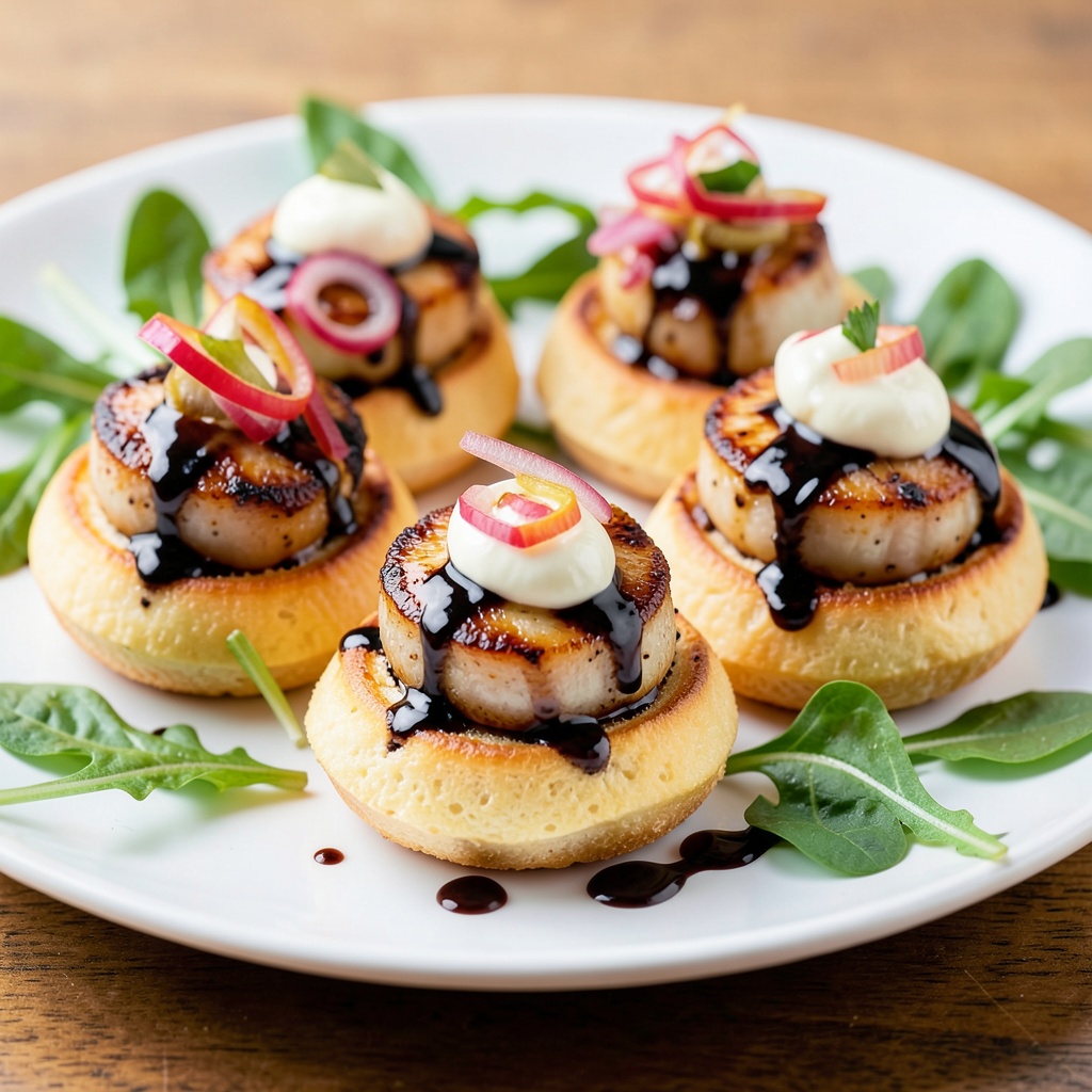 Mini Scallop Brioche Canapés with Kewpie and Black Vinegar Glaze