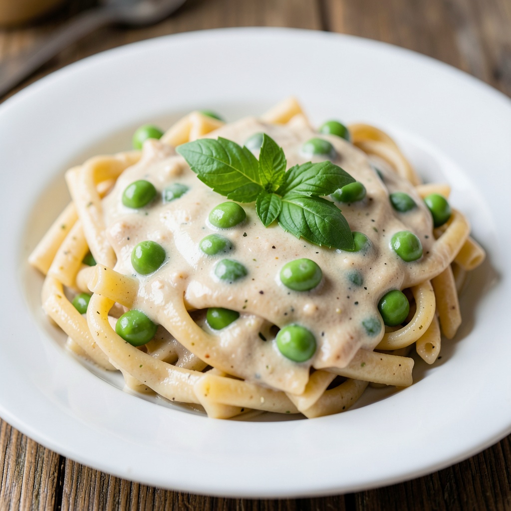 Whole Wheat Pasta with Silky Tofu Sauce and Edamame