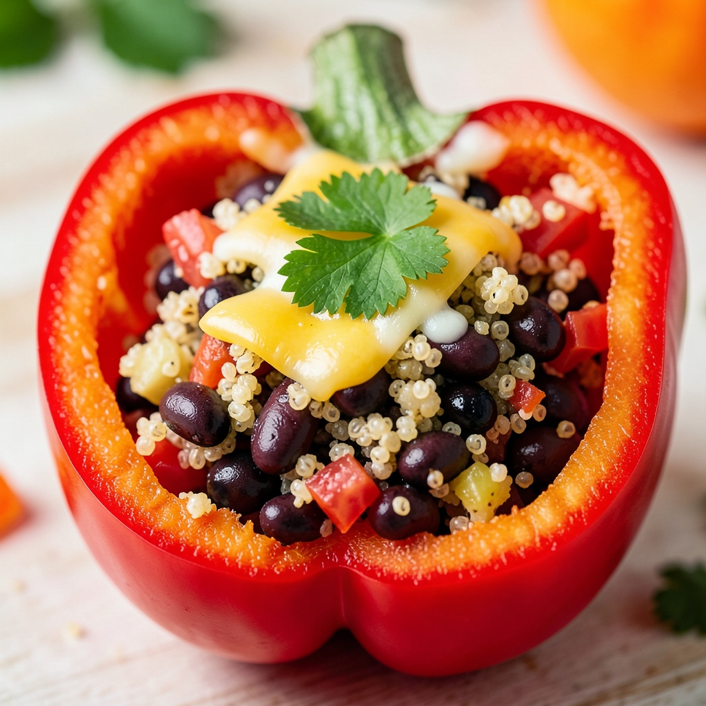 Stuffed Bell Pepper with Quinoa and Black Beans