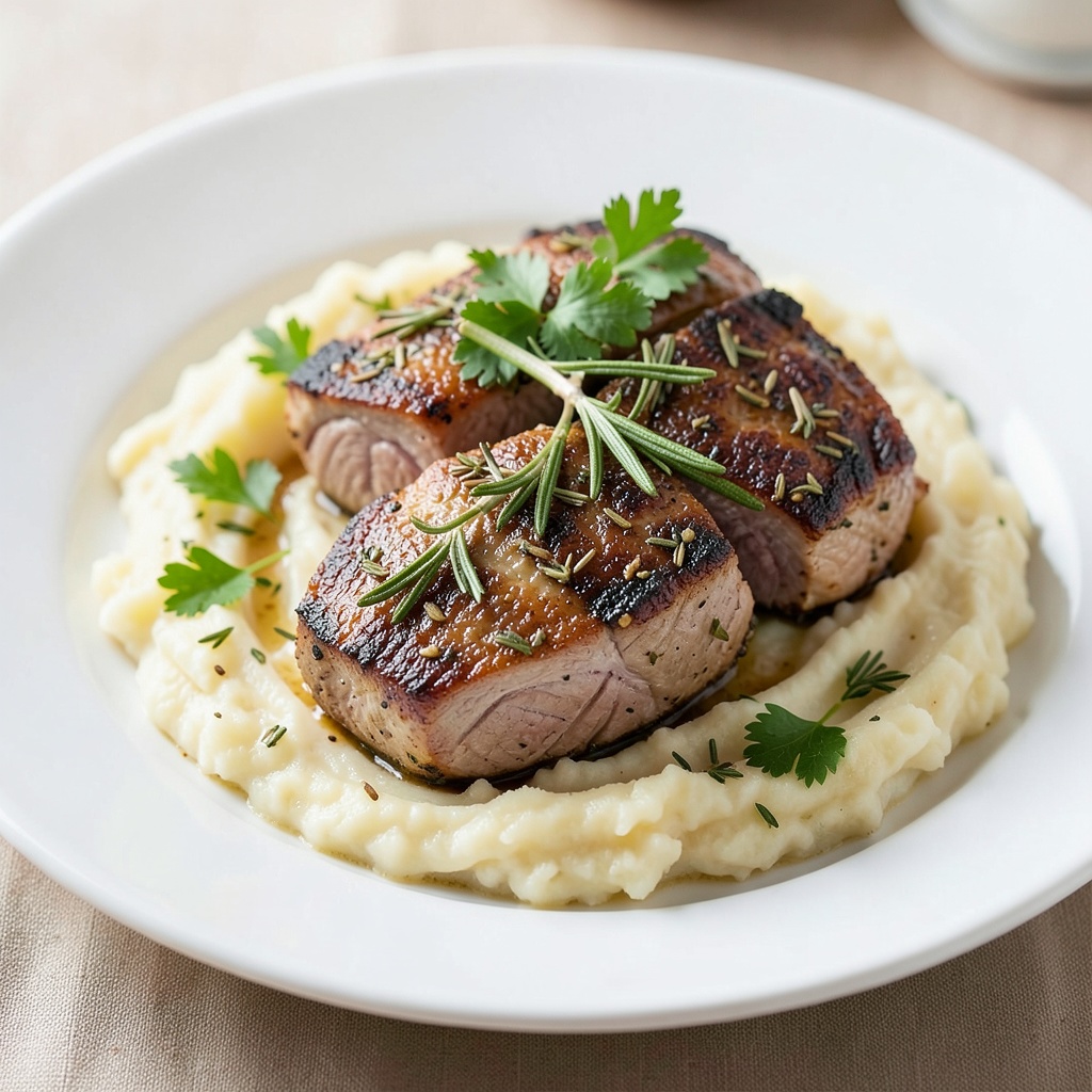 Herb-Crusted Lamb Chops with Garlic Mashed Potatoes