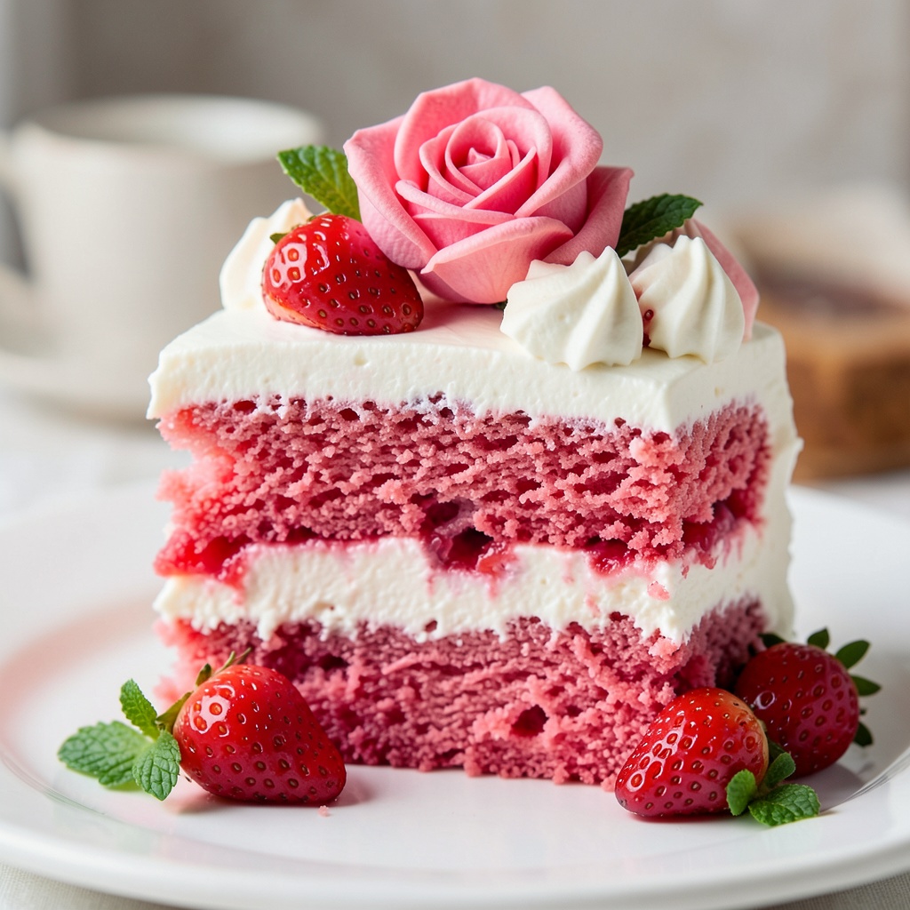 Luxury Strawberry Rose Velvet Cake